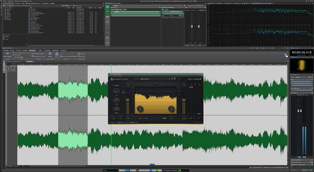 Éditeur audio de Wavelab avec Gold Clip comme plugins externes
