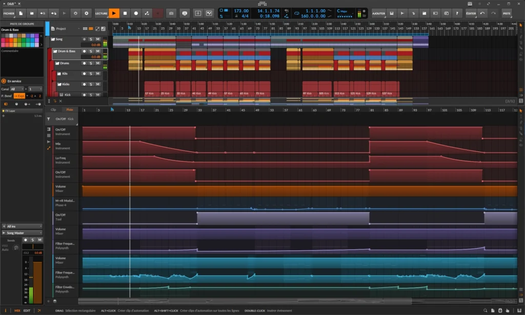 Panneau de détails des automatisations dans Bitwig Studio 6