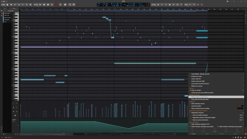 Piano roll revu et corrigé dans Bitwig Studio 6